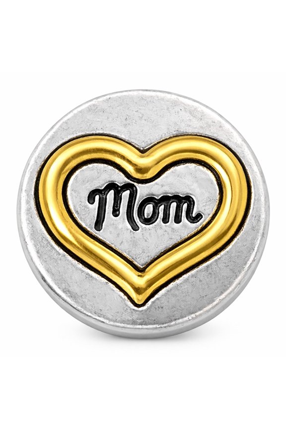 Mom Snap Jewelry Ginger Charm 18MM Heart of Gold Button for DIY Interchangeable, Customizable Jewelry Accessories