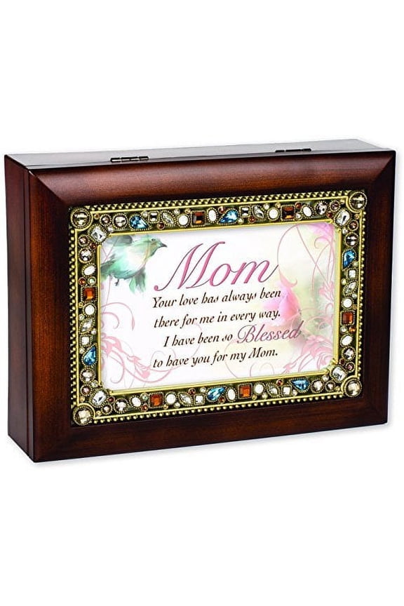 Mom So Blessed Cottage Garden Jeweled Musical Music Jewelry Box Plays Wind Beneath My Wings