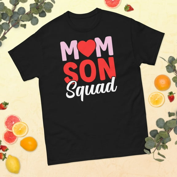 Mom Son Squad Mother's Day Mommy Motherhood Quote Graphic classic tee (Black, S)