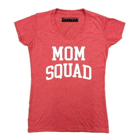 Mom Squad Birthday Pregnancy Mother's Day Gift Women's V-neck, 2XL, Heather Red