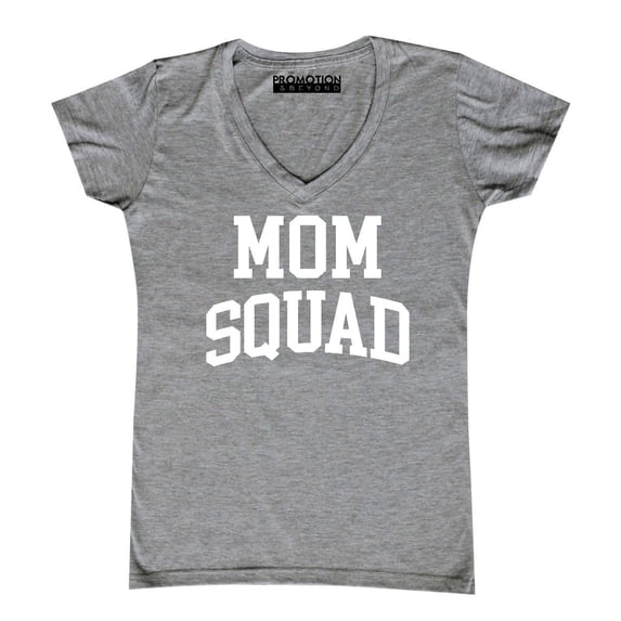 Mom Squad Birthday Pregnancy Mother's Day Gift Women's V-neck, L, Heather Grey