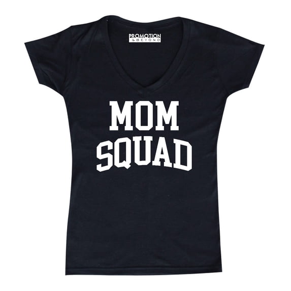 Mom Squad Birthday Pregnancy Mother's Day Gift Women's V-neck, S, Black