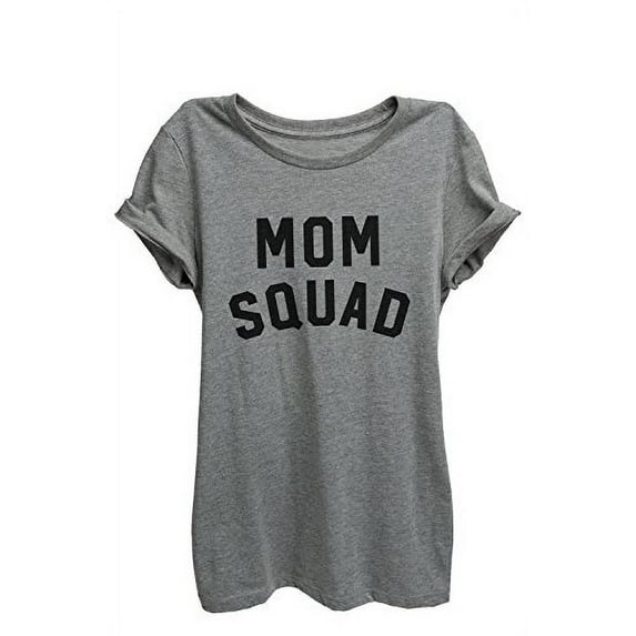 Mom Squad Relaxed T-Shirt Tee - Women - Deep Heather Grey - Small