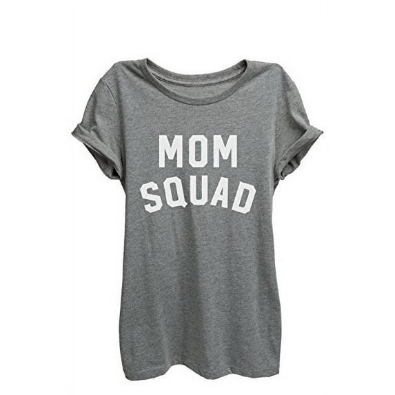 Mom Squad Relaxed T-Shirt Tee - Women - Heather Grey WHT PRNT - XX-Large