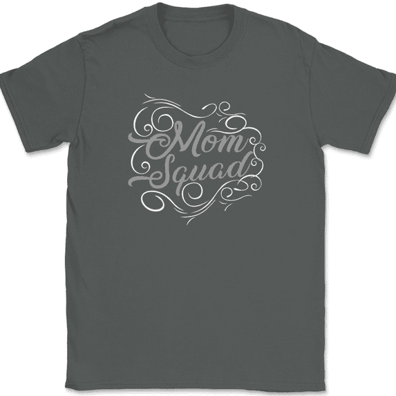 Mom Squad T-Shirt Funny Humor Mothers Day Group Holiday Gift Text Tee - Charcoal, M