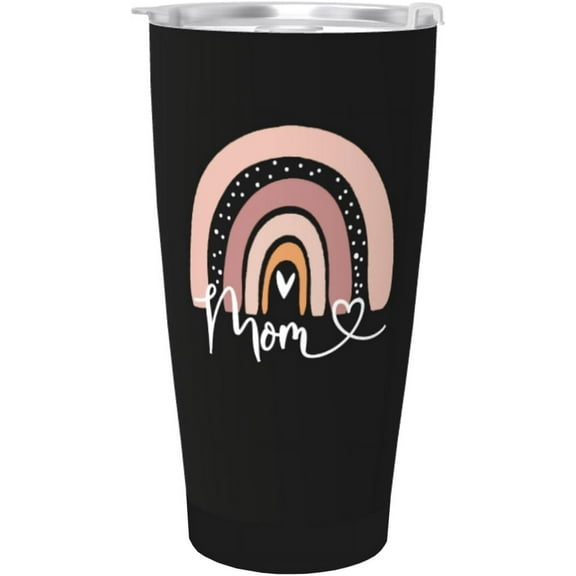 Mom Stainless Steel with Lid Insulated Thermal Vacuum Tumbler Coffee Mug, Mothers Day Christmas Birthday Gifts Mug for Grandma Mom Aunt Women from Grandchildren, Black 20 Oz