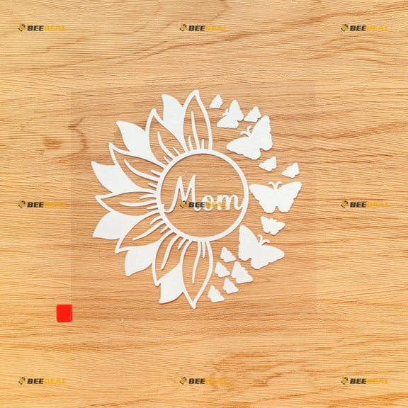 Mom Sunflower Butterfly Fuel Momlife Round Sticker Decal Vinyl - White 5 Inches - No Background Die Cut for Car Boat Laptop