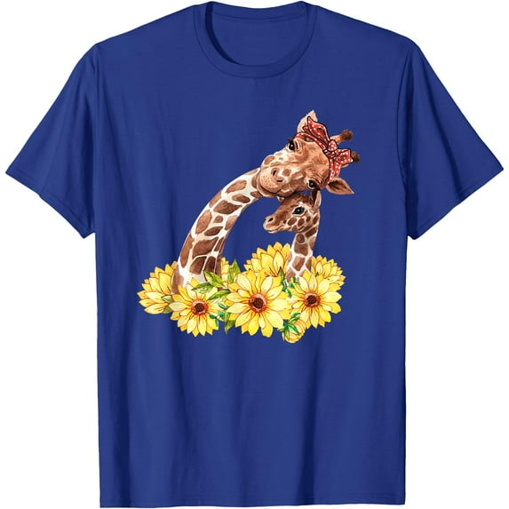 Mom Sunflower Gift Safari Africa Animal Giraffe Softstyle Unisex T-Shirt,Royal Blue Color,Size YXS