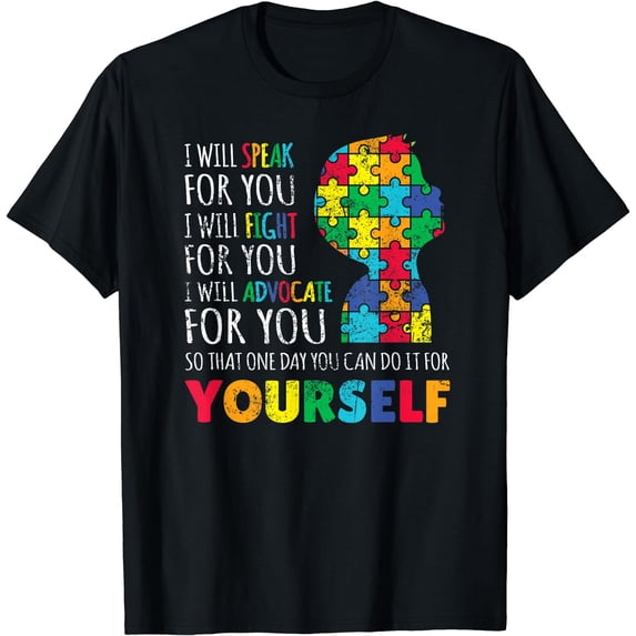 Mom Support Autism Awareness Autistic Boy Son Puzzle Womens T-Shirt Black Small