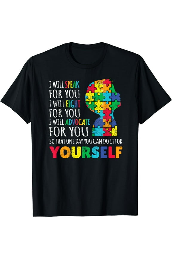 Mom Support Autism Awareness Autistic Boy Son Puzzle Womens T-Shirt