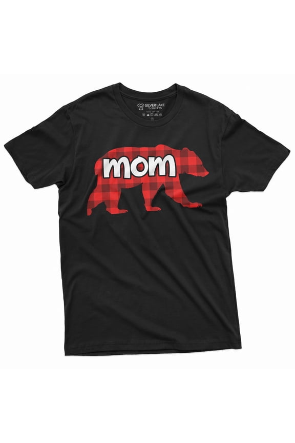 Mom T-Shirt Mother Bear With Pijamas Mother'S Day Mama Tee Shirt (X-Large Black)