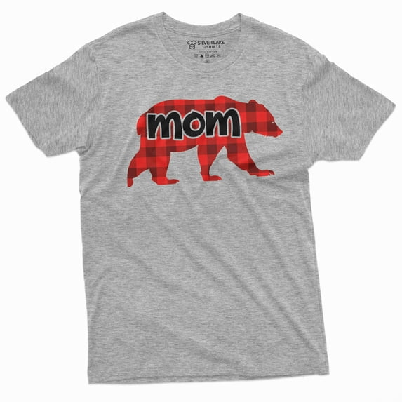 Mom T-Shirt Mother Bear With Pijamas Mother'S Day Mama Tee Shirt (X-Large Grey)