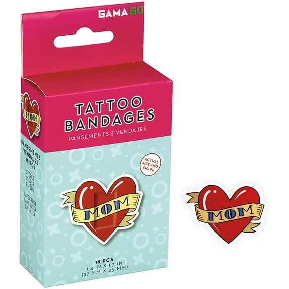 Mom Tattoo Adhesive Bandages (Pack of 18)
