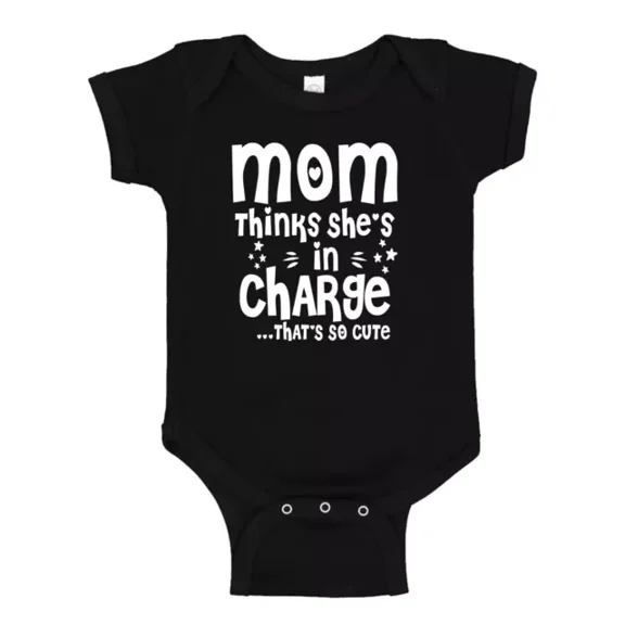 My Mom Thinks She'S In Charge. That'S So Cute New Born Baby Unisex Baby Bodysuit Cute Baby Onesie, Baby Bodysuit Lat 4424 Cute Baby Onesie, BABY BODYSUIT LAT 4424