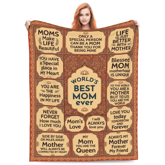 Mom Throw Blanket, Best Mom Ever Birthday Gift, Soft Flannel Throw Blanket from Daughter, Cozy Keepsake Present for Mom 50x40