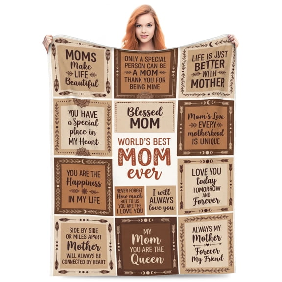 Mom Throw Blanket, Best Mom Ever Birthday Gift, Soft Flannel Throw Blanket from Daughter, Cozy Keepsake Present for Mom 50x40