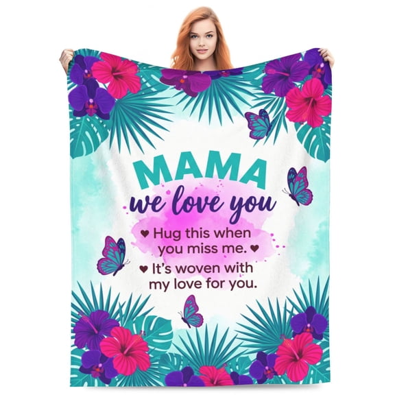 Mom Throw Blanket, Birthday Gift for Mom, Soft Flannel Throw Blanket from Daughter Son, Mother’s Day Present for Mommy 50x40