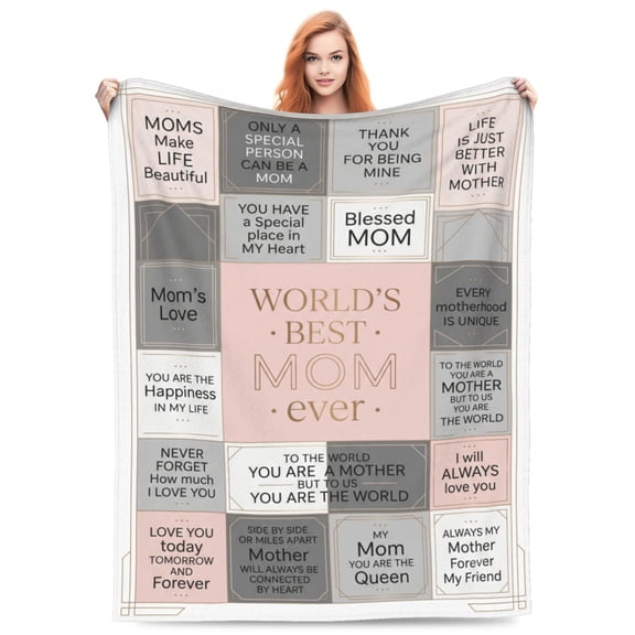 Mom Throw Blanket, Birthday Gift for Mom from Daughter, Best Mom Ever Keepsake Present, Christmas Valentine Mother’s Day Gift 50x40