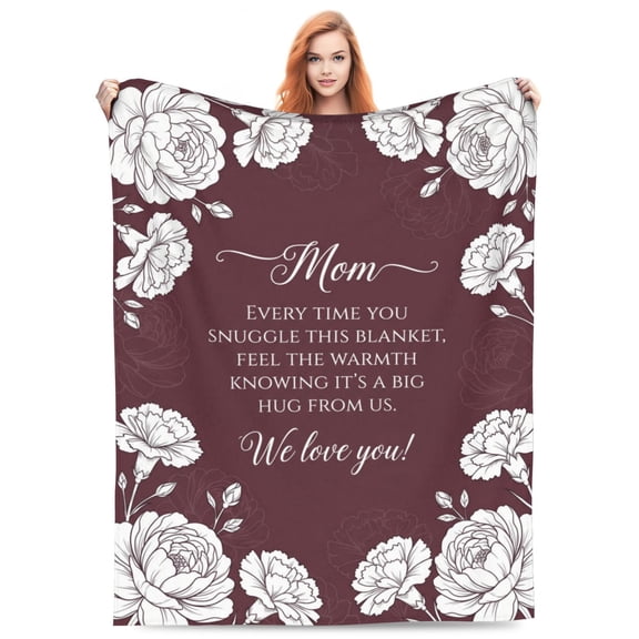 Mom Throw Blanket, Birthday Gift for Mom from Daughter, Best Mom Ever Keepsake Present, Christmas Valentine Mother’s Day Gift 50x40