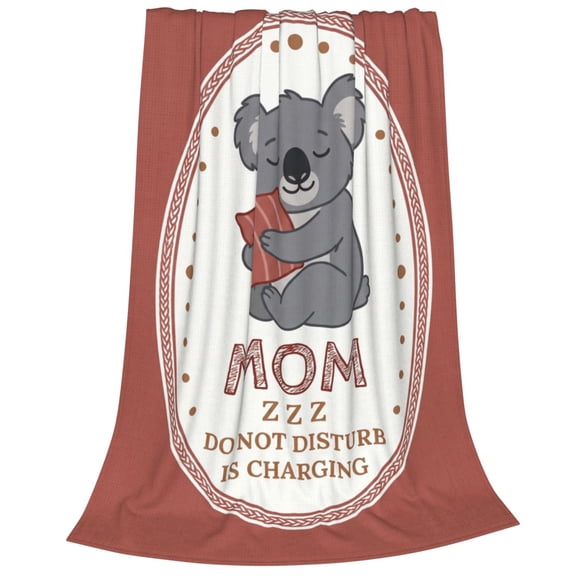 Mom Throw Blanket Flannel Cozy Funny Sloth Pattern All Season Throw Soft Warm Cozy Plush Home Decor for Couch and Bed 50x40