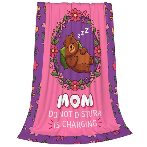 Mom Throw Blanket Flannel Cozy Funny Sloth Pattern All Season Throw Soft Warm Cozy Plush Home Decor for Couch and Bed 50x40