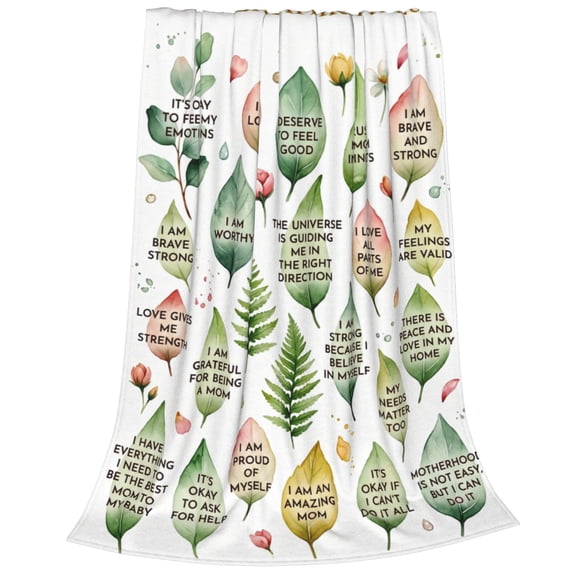 Mom Throw Blanket Flannel Cozy Inspirational Quote Pattern All Season Throw Soft Warm Cozy Plush Home Decor for Couch and Bed 50x40