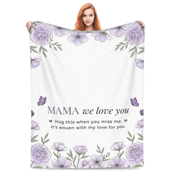 Mom Throw Blanket Flannel Warm Heartfelt Quote Pattern All Season Throw Soft Warm Cozy Plush Home Decor for Couch and Bed 50x40