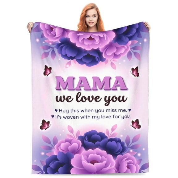 Mom Throw Blanket Flannel Warm Heartfelt Quote Pattern All Season Throw Soft Warm Cozy Plush Home Decor for Couch and Bed 50x40