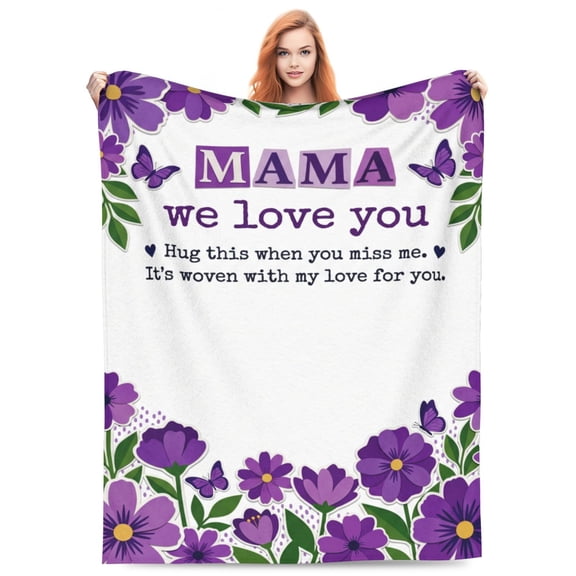 Mom Throw Blanket Flannel Warm Heartfelt Quote Pattern All Season Throw Soft Warm Cozy Plush Home Decor for Couch and Bed 50x40