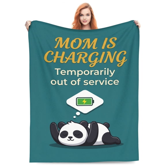 Mom Throw Blanket Fuzzy Plush Flannel Moms Charging Design Soft Warm Throw for Napping Couch and Bed 50x40