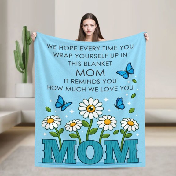 Mom Throw Blanket, Gift from Daughter Son, Birthday Christmas Present for Mom, Soft Flannel Throw Blanket for Mama, Cozy Home Decor 50x40