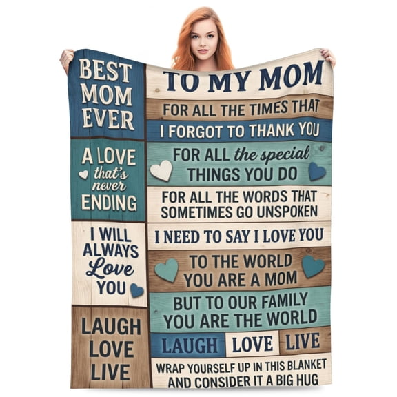 Mom Throw Blanket, Heartwarming Gift from Daughter Son, Soft Cozy Flannel Blanket for Mom, Mother's Day Anniversary Birthday Present for Bed Couch Home Decor 50x40