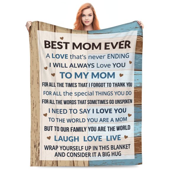 Mom Throw Blanket, Heartwarming Gift from Daughter Son, Soft Cozy Flannel Blanket for Mom, Mother's Day Anniversary Birthday Present for Bed Couch Home Decor 50x40