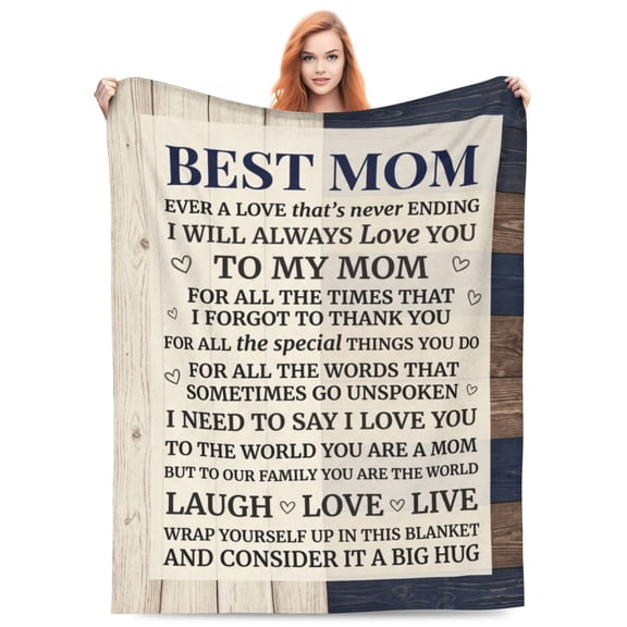 Mom Throw Blanket, Heartwarming Gift from Daughter Son, Soft Cozy Flannel Blanket for Mom, Mother's Day Anniversary Birthday Present for Bed Couch Home Decor 50x40