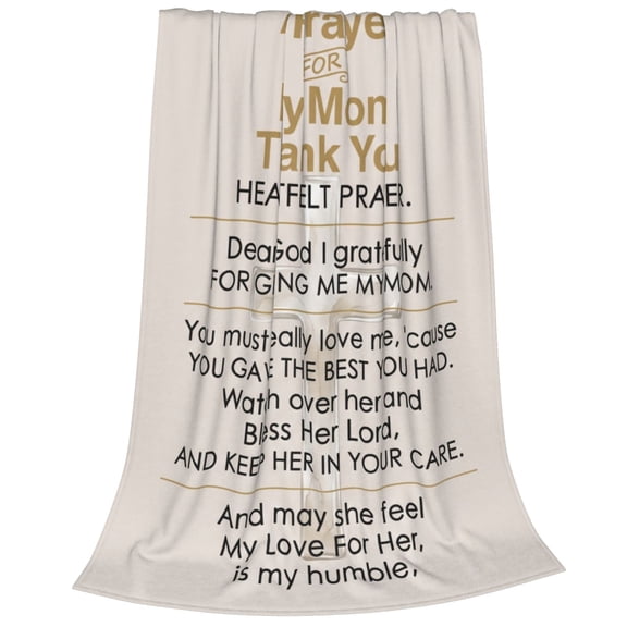 Mom Throw Blanket, Heartwarming Gift from Daughter Son, Soft Cozy Flannel Blanket for Mom, Birthday Present Ideas for Mother Home Sofa Couch 50x40