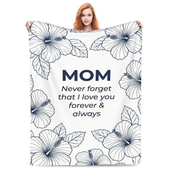 Mom Throw Blanket, I Love You Mom Love Reminder Design, Soft Cozy Flannel Blanket from Daughter Son, Birthday Christmas Mother’s Day Gift for Home Sofa Couch 50x40