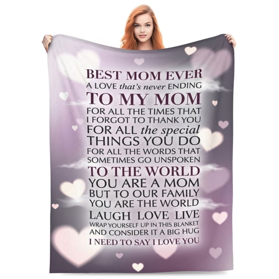 Mom Throw Blanket Novelty Print Soft Flannel Cozy Plush Throw for Mothers Day Anniversary Birthday Christmas and Valentines 50x40