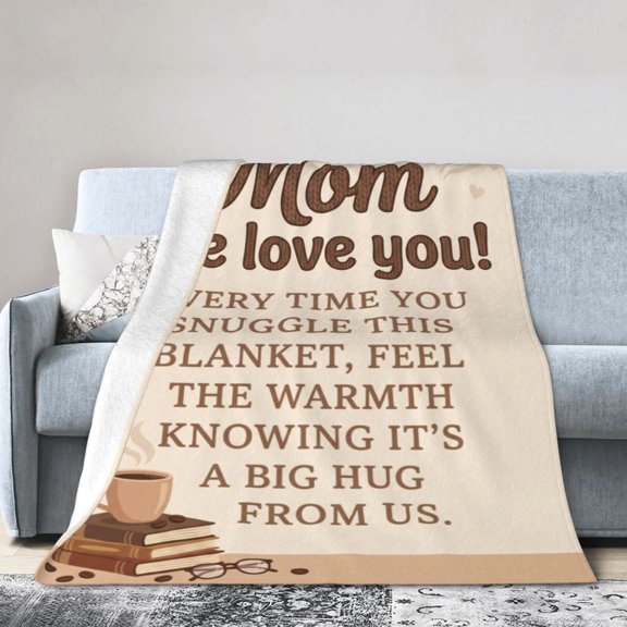 Mom Throw Blanket Soft Flannel Blanket Floral Design Gifts for Mom We Love You Present for Mother Mommy Christmas 50x40