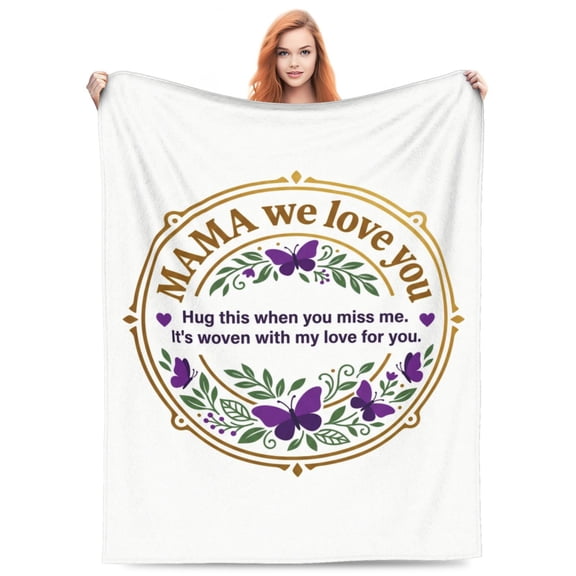Mom Throw Blanket, We Love You Mom Gift, Birthday Mother’s Day Present from Daughter Son, Cozy Blanket for Mom Home Decor 50x40
