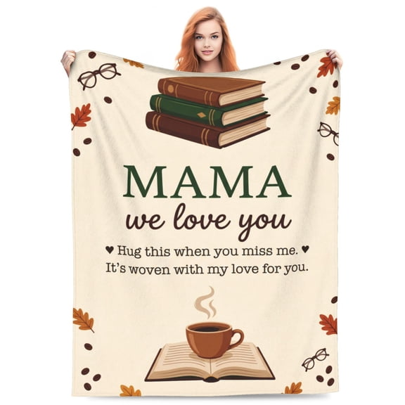 Mom Throw Blanket, We Love You Mom Gift, Birthday Mother’s Day Present from Daughter Son, Cozy Blanket for Mom Home Decor 50x40