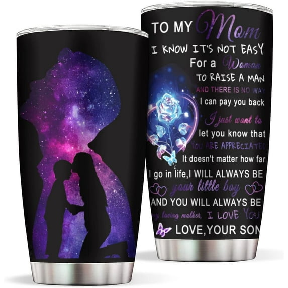 To My Mom Tumbler, 20 Oz Stainless Steel Insulated Tumbler With Lid And Straw For Women - Birthday Gift For Mother & Mothers Day Christmas Gift For Her
