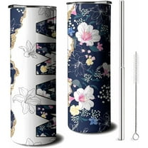Mom Tumbler With Straw and Lid, Stainless Steel 20oz Skinny Tumbler for Mama Birthday Mother''s Day Christmas Gifts from Daughter Son