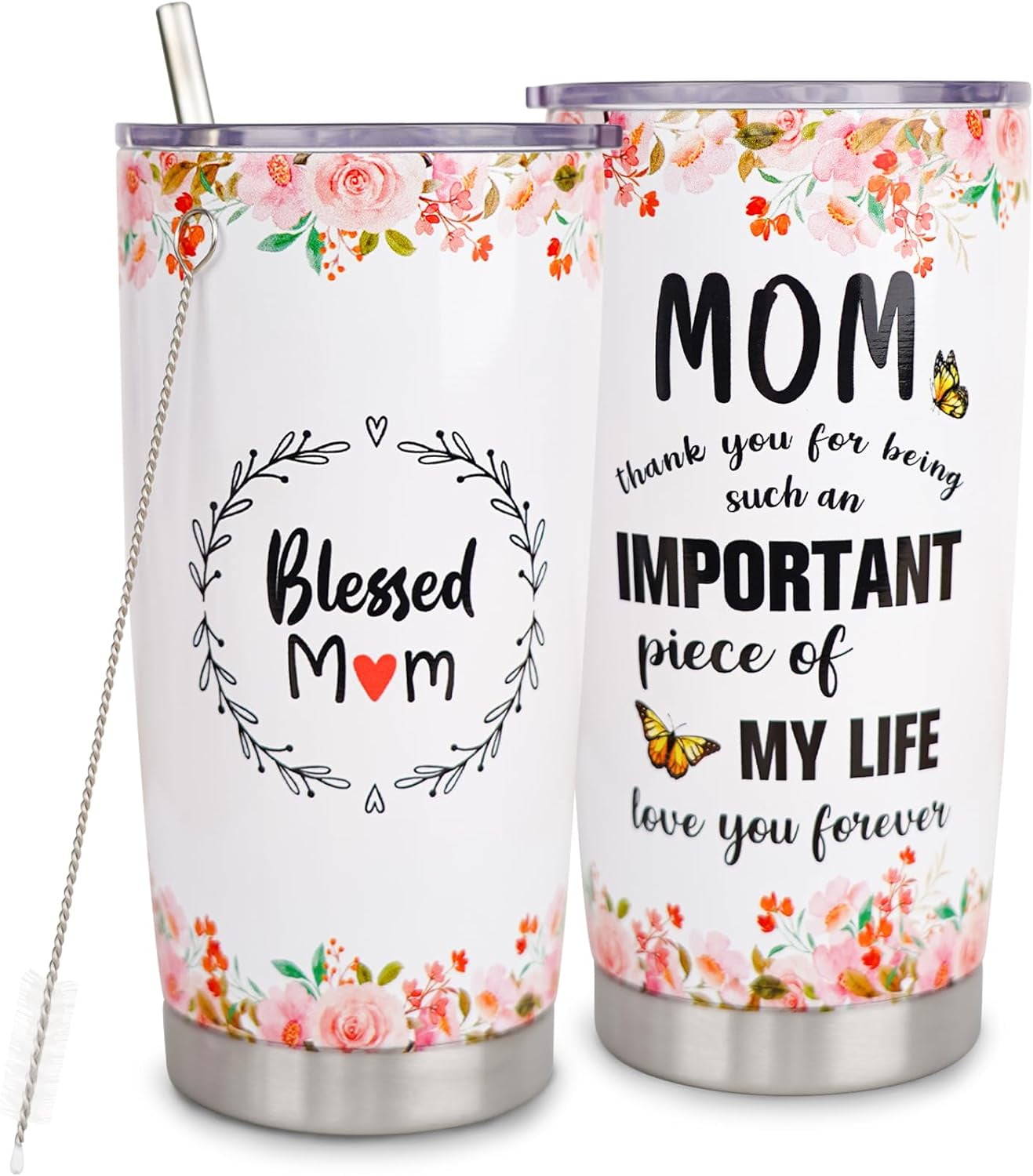 Mom Tumbler With Straw And Lid Stainless Steel 20oz Tumbler For Mama Birthday Mothers Day