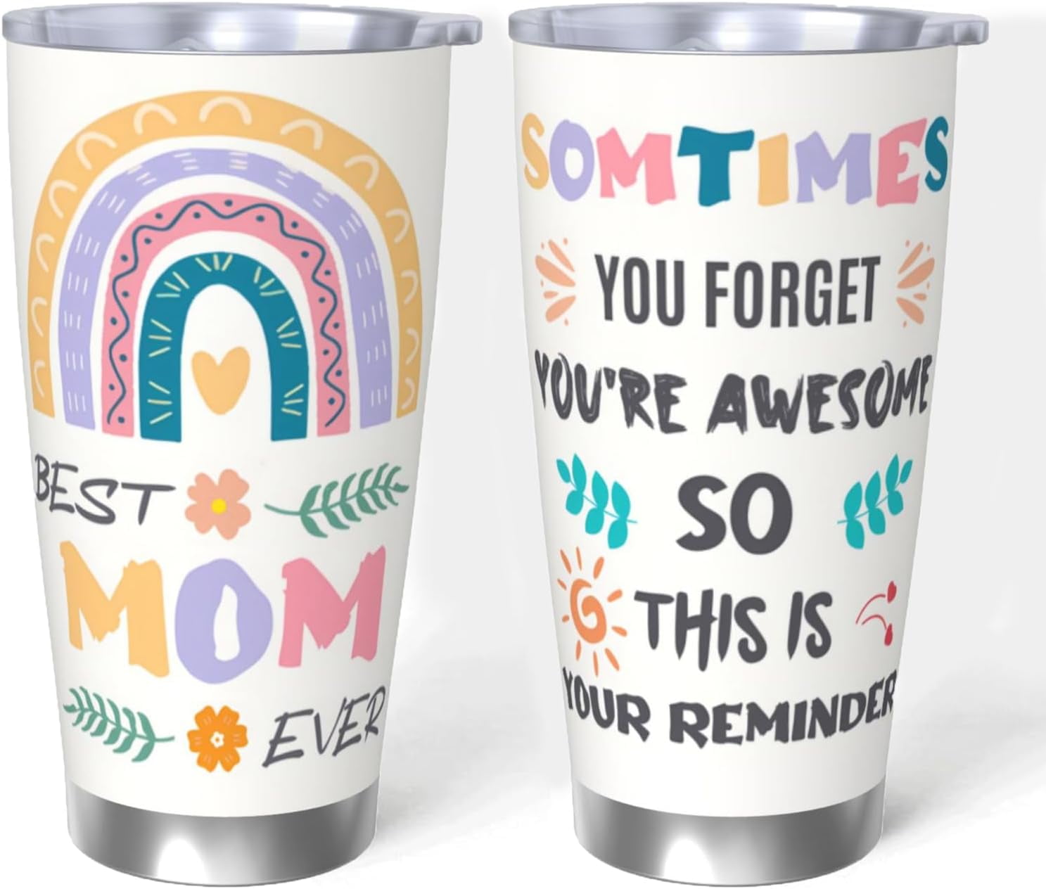Mom Tumbler for Best Mom Ever Gifts, Insulated Stainless Steel Coffee Tumbler 20oz, Mom Gifts from Daughter Son, Gifts for Mom Birthday Mothers Day