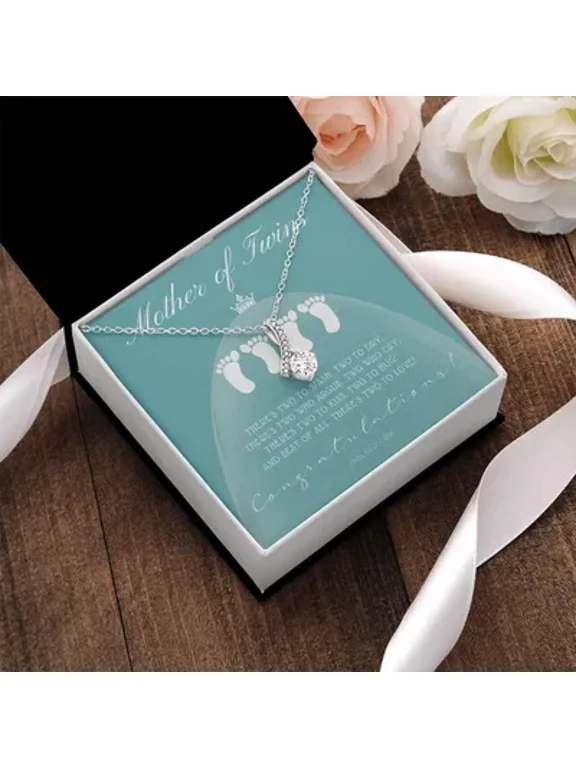 Mom Of Twins Jewelry For Mother Of Twins Parents Of Twins Best New Mom Of Twins Birthday Mom Of Twins Necklace, A Loving Keepsake From Mom, Perfect For Birthdays, White Alluring Necklace