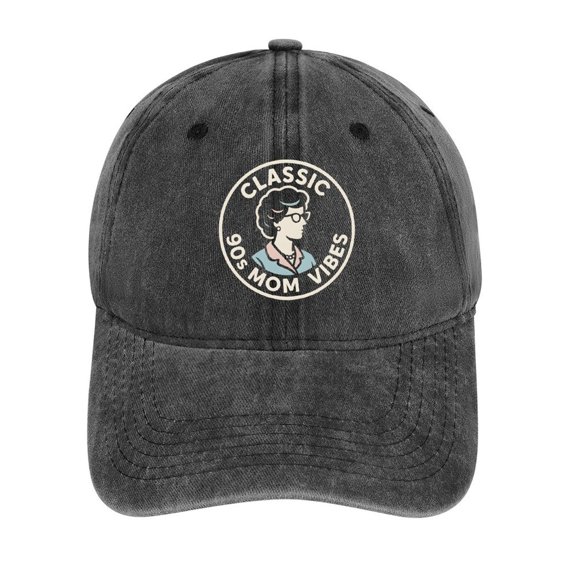 Mom Vibes 90S Tv Moms Charcoal Cotton Baseball Cap for Men Women, Outdoor Casual Adjustable Hat
