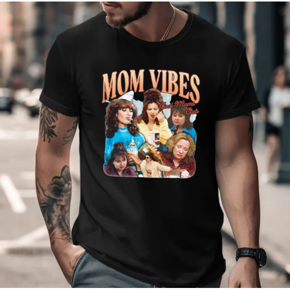 Mom Vibes Letter Quote Casual Family Outfit Graphic Print Everyday Style Unisex T-Shirt, for men & women, up to size 5XL