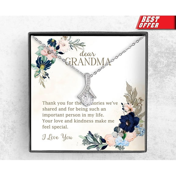 Dear Grandma Necklace Gift - Alluring Beauty Necklace for Grandparents Day, Mother's Day, Birthday, Christmas, Holiday Gift