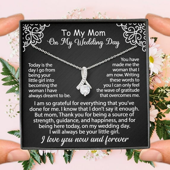 To My Mom On My Wedding Day, Wedding Necklace Gift For Mom Alluring Beauty Sweet Devotion Flower Bouquet Bundle Necklace Gift for Mom Mother Day Birthday gift Xmas Gift