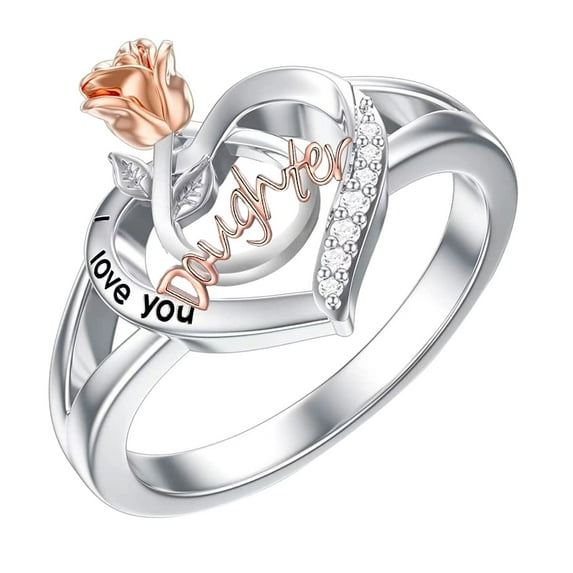 To My Mom To Wedding Ring Set for Women My Daughter Love Rhinestone Cool Rings Men Ring Mom and Daughter Stacking Rings Rhinestone Ring Rose Love Cool Mens Rings Rhinestone Ring